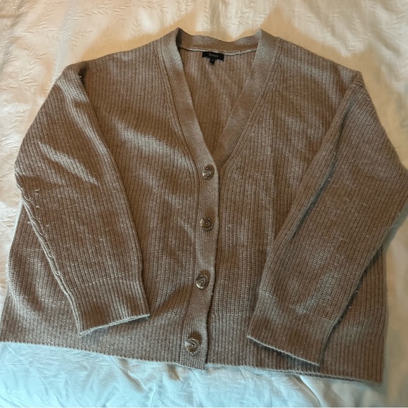 Quince Women's Mongolian Cashmere Fisherman Cropped Cardigan Sweater - Picture 2 of 6